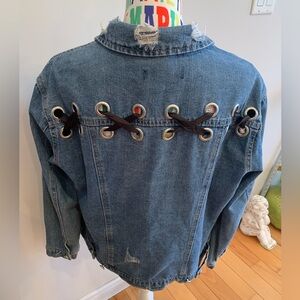 Denim Jacket with Lace-Up Back Detailing
